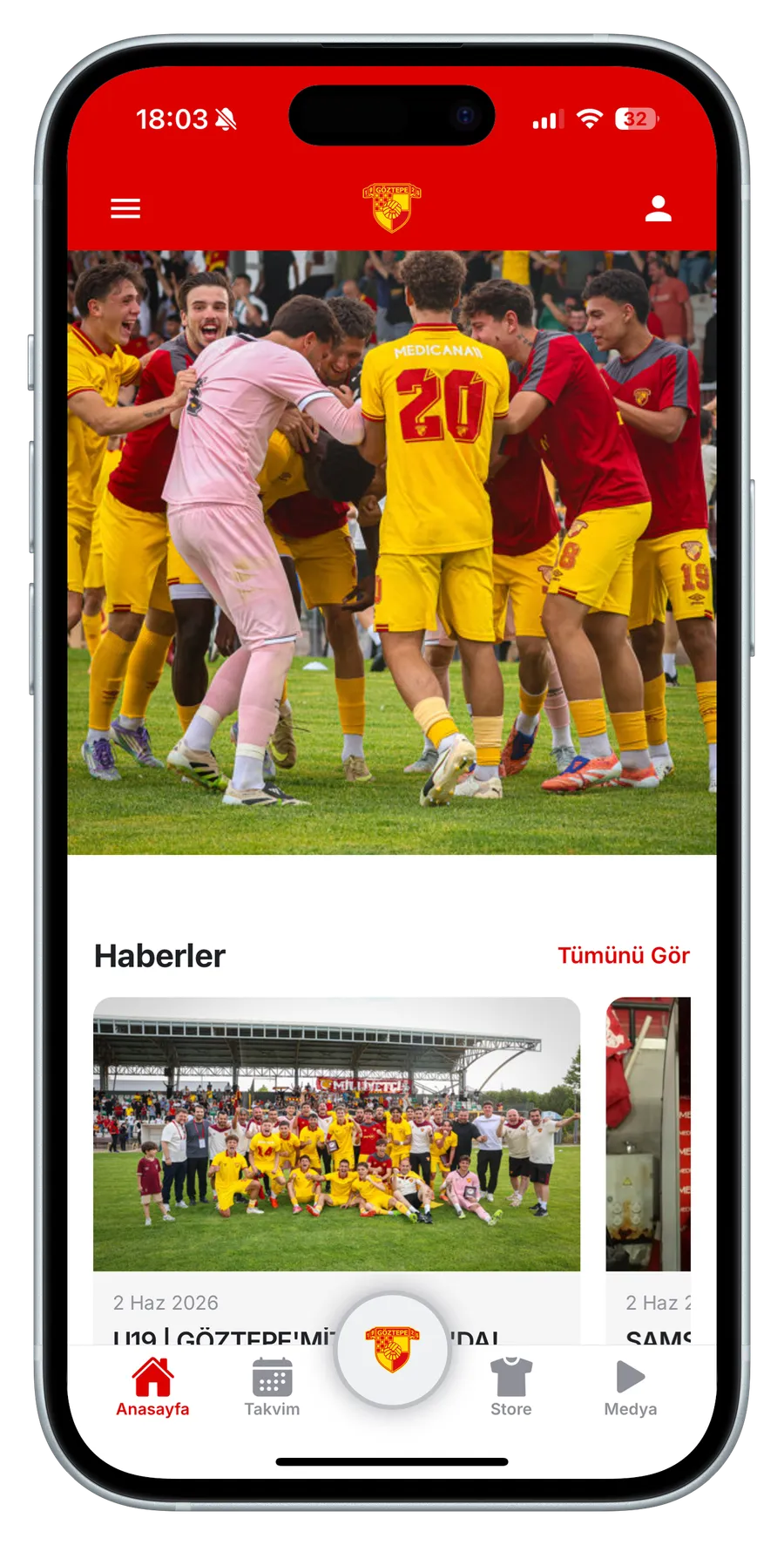 Göztepe FanOS client app screen