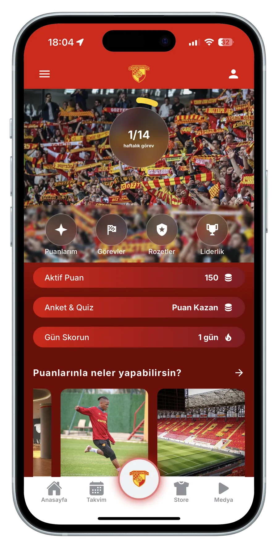 Göztepe FanOS client app screen